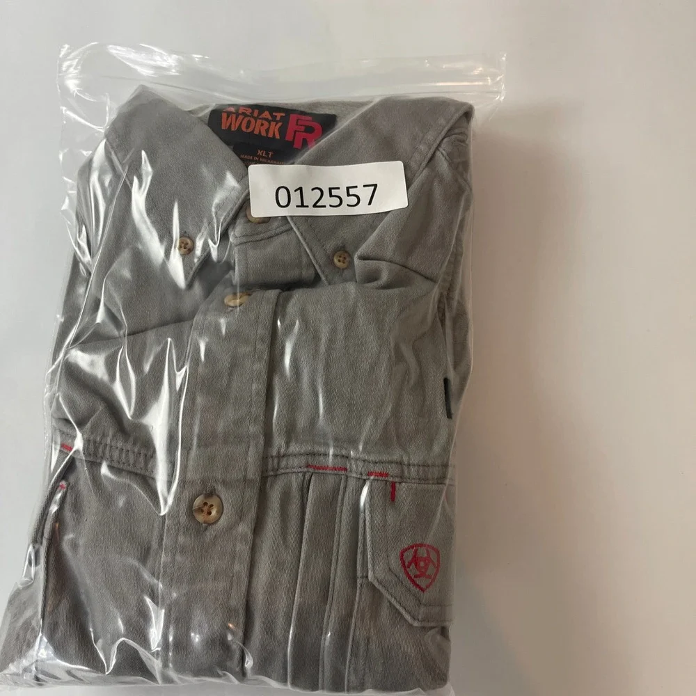 Ariat Shirt Mens XL Tall Gray FR Flame Resistant Work CAT 2 Workwear Utility
